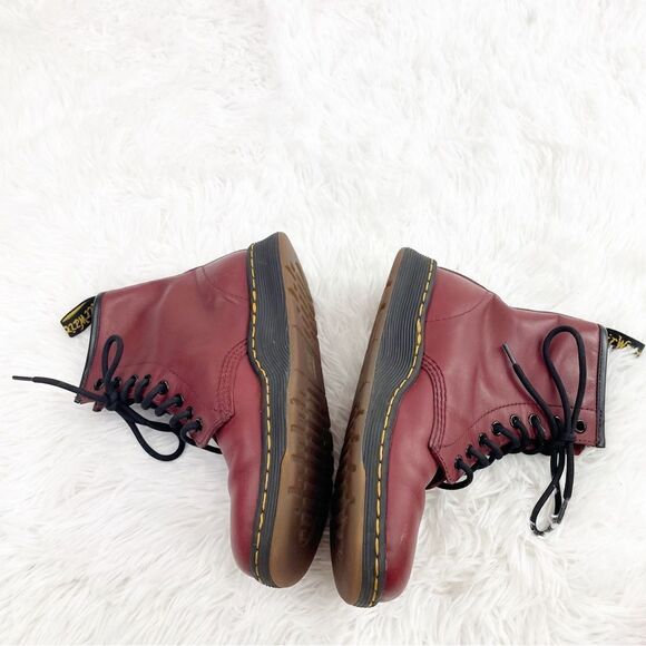 Dr. Martens Pascal Red Leather Lace Up High Top Boots - Picture 4 of 10